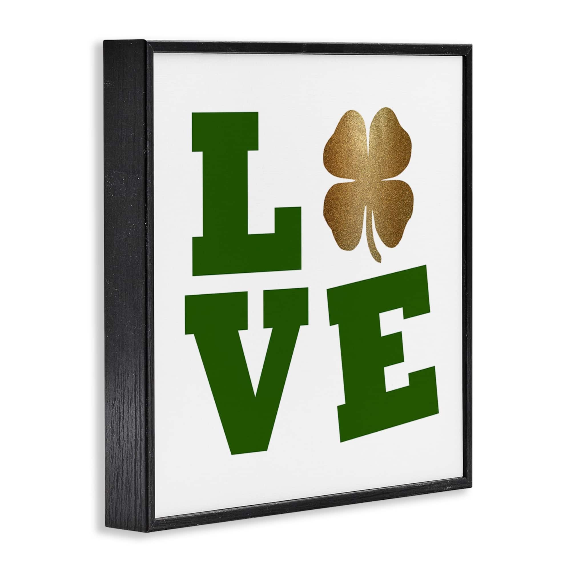 Stupell Industries St Patrick's Day Clover Love Framed Giclee Art